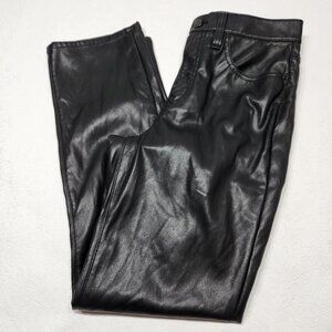 J.CREW Faux Leather Pants Size 28 Straight Leg Black Full Length Style BU809